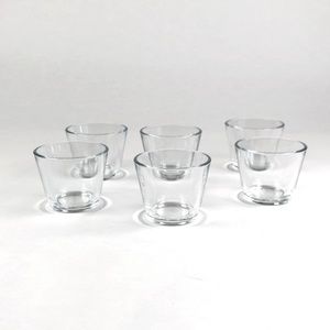 Six Clear Glass Modernist Tea Lights